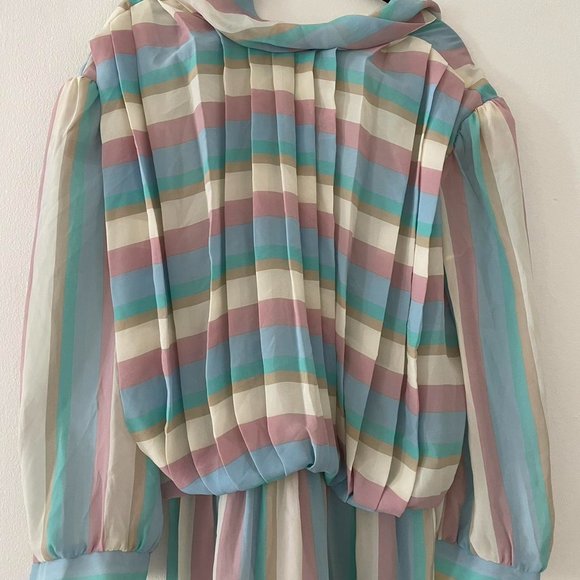 Vintage Long Sleeve Striped Flowy Maxi Dress - Picture 2 of 3